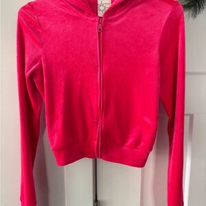 Womens XS Offline Pink Velour Hooded Jacket